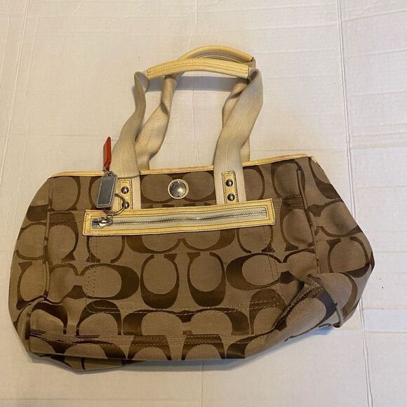 COACH Signature Daisy Vintage Tote Bag  Tan And  Brown 8X4X12 SEE DESCRIPTION - Picture 12 of 12
